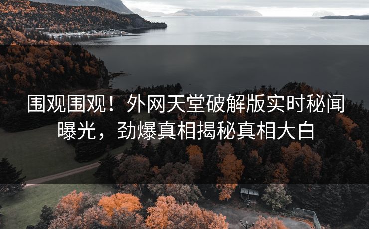 围观围观！外网天堂破解版实时秘闻曝光，劲爆真相揭秘真相大白