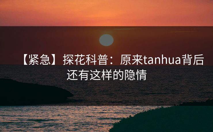 【紧急】探花科普：原来tanhua背后还有这样的隐情