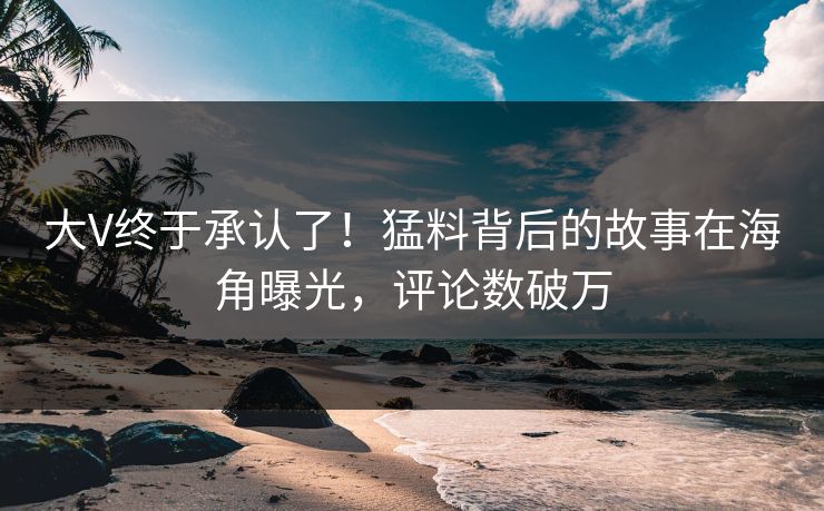 大V终于承认了！猛料背后的故事在海角曝光，评论数破万