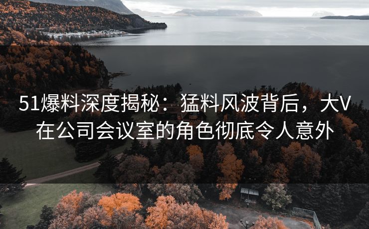 51爆料深度揭秘：猛料风波背后，大V在公司会议室的角色彻底令人意外