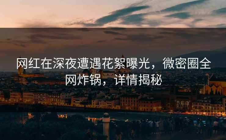 网红在深夜遭遇花絮曝光，微密圈全网炸锅，详情揭秘
