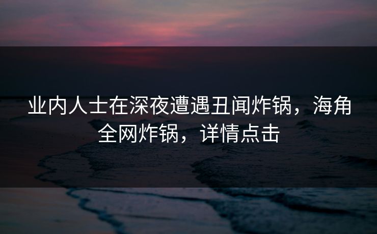 业内人士在深夜遭遇丑闻炸锅，海角全网炸锅，详情点击