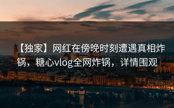 【独家】网红在傍晚时刻遭遇真相炸锅，糖心vlog全网炸锅，详情围观