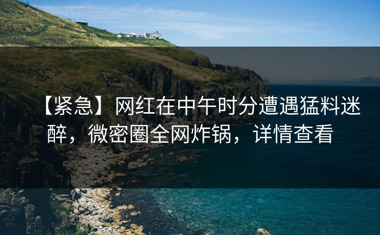 【紧急】网红在中午时分遭遇猛料迷醉，微密圈全网炸锅，详情查看